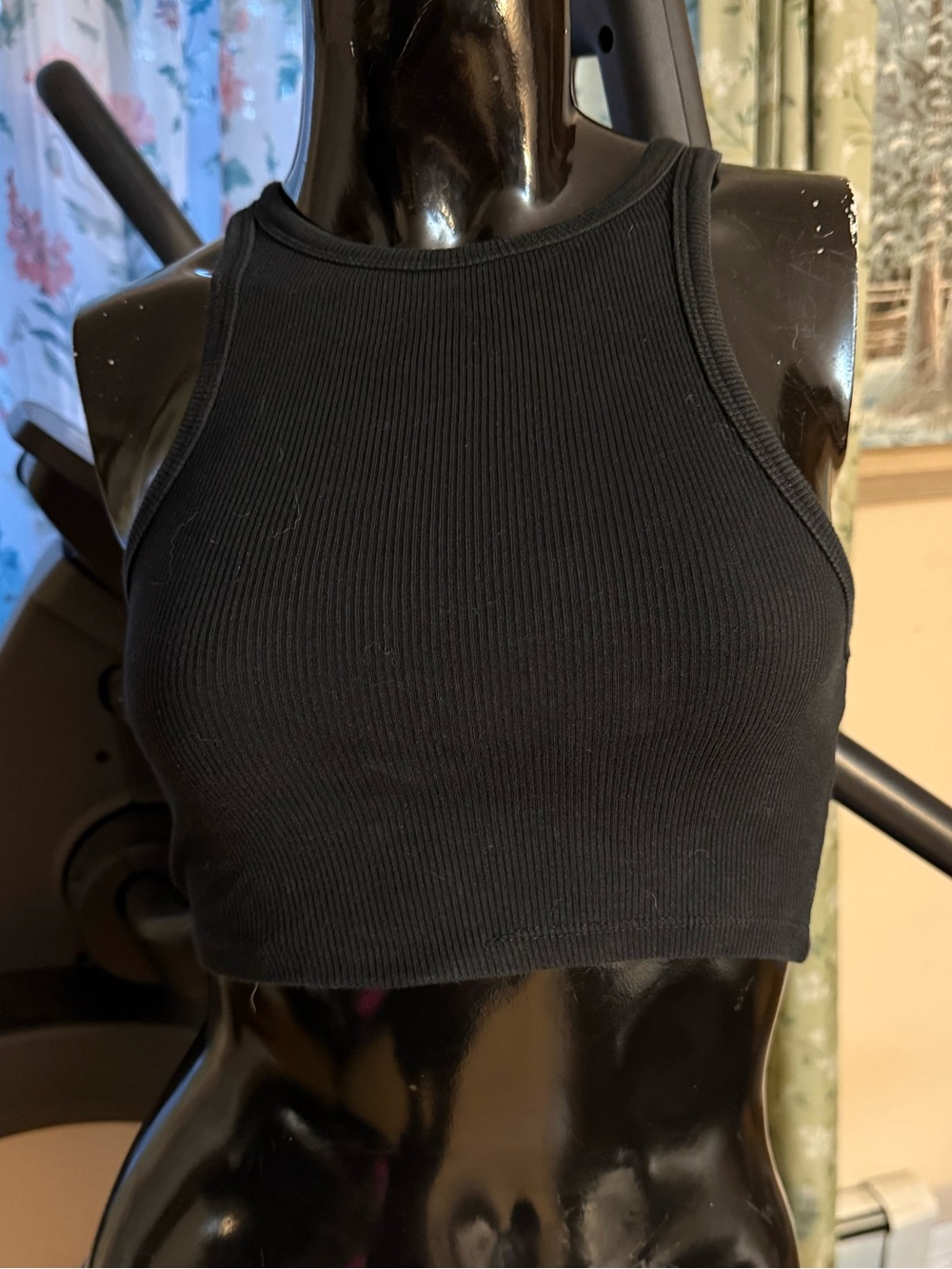Zara Black Ribbed Cropped Tank